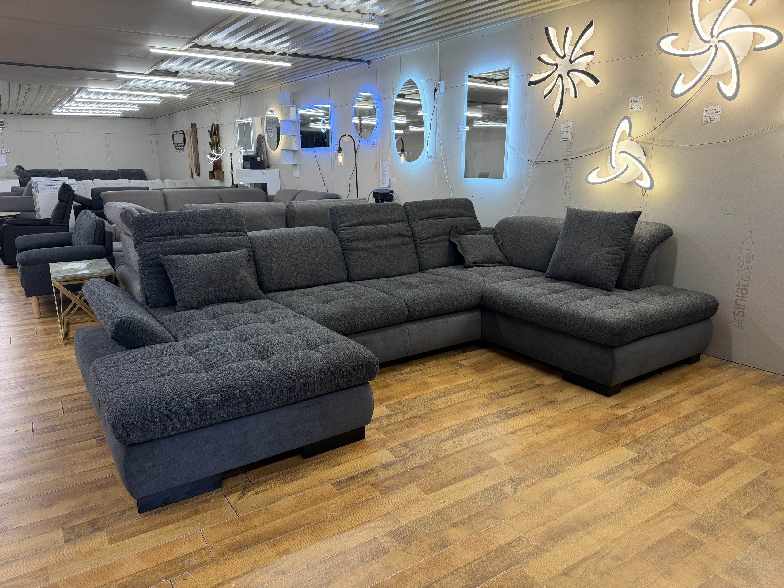 LOTHAR multirelax U alakú kanapé szürke színben