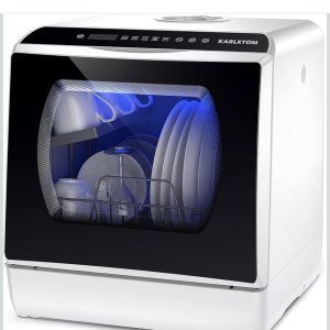 Karlxtom TDQR03A asztali mini mosogatógép – 4 terítékes, 5 literes beépített víztartály, 6 program, 950 W