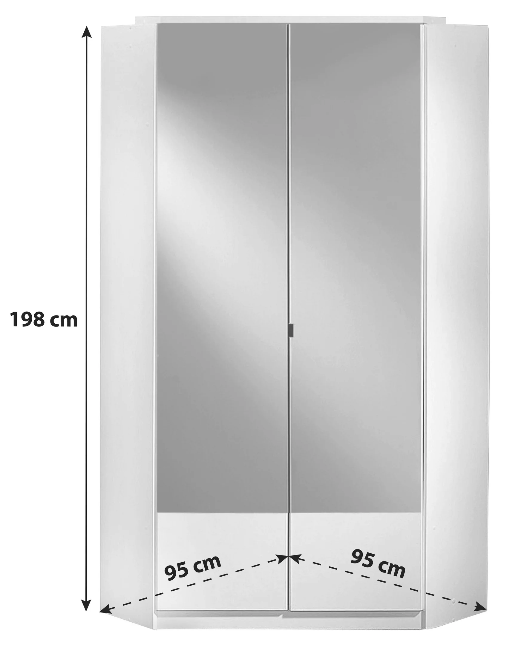 IMAGO sarokszekrény – 198 cm – fehér, tükrös ajtókkal (047543) - Image 3