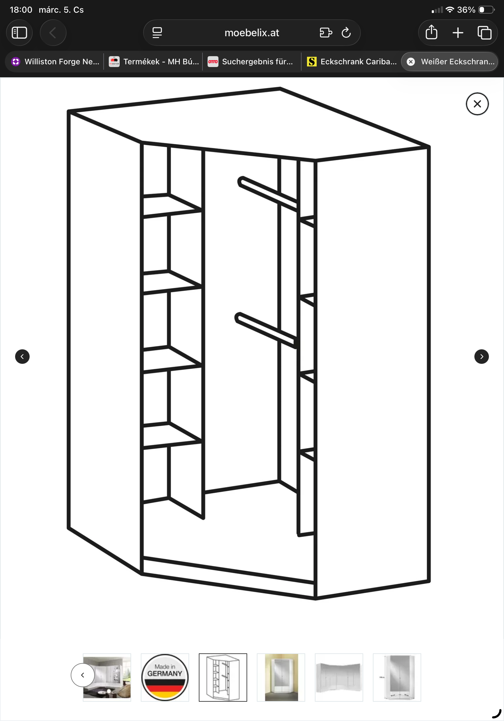 IMAGO sarokszekrény – 198 cm – fehér, tükrös ajtókkal (047543) - Image 4