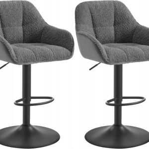 WOLTU forgó bárszék pár, állítható magassággal, kétféle sötétszürke anyag, 150 kg terhelhetőség (BH 400)