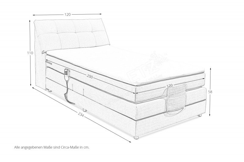 CARPINO boxspring ágy motoros állítással, topperrel és fejtámla tárolóval – szürkésbarna színben - Image 5