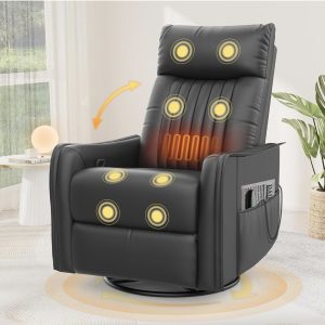 Relax fotel derékfűtéssel és masszázsfunkcióval – fekete textilbőr borítással