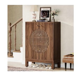 Farmhouse cipőtároló szekrény 5 szintes kialakítással, zsalus ajtókkal – (HOGA-JW0982X)