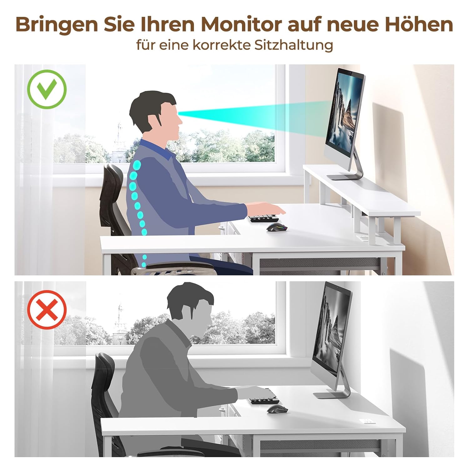 Rolanstar L alakú íróasztal fiókokkal, LED világítással és beépített csatlakozóval, fehér – (CPT043WE163-ST-EU) - Image 6