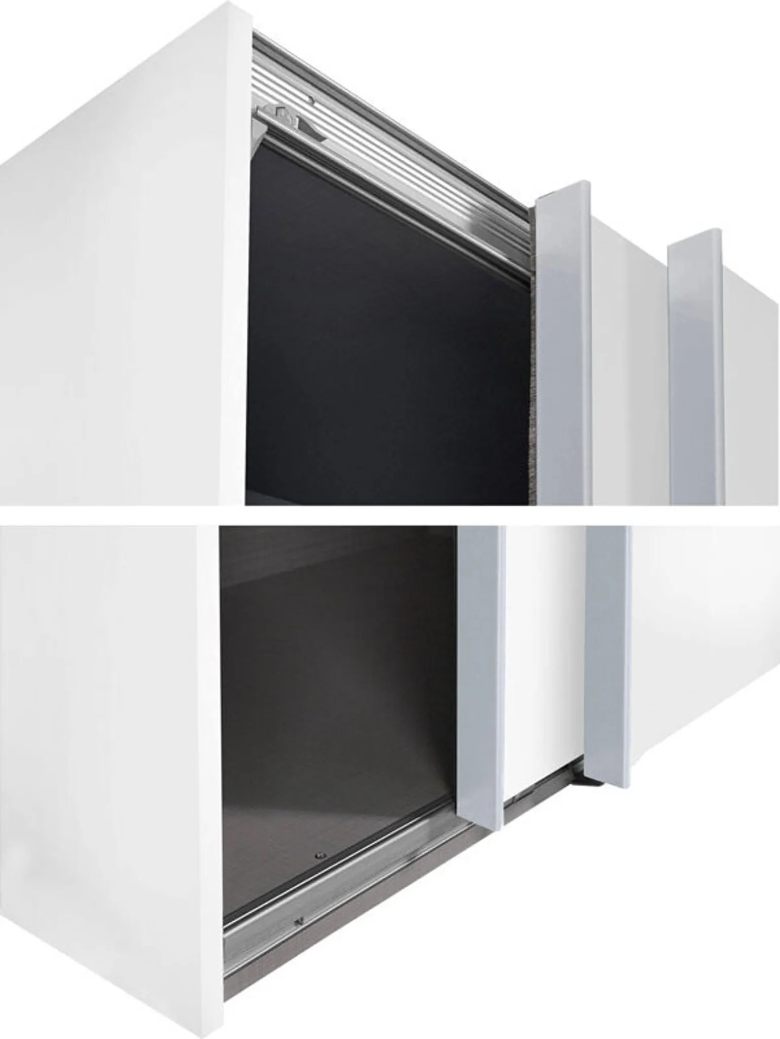 Bramfeld 1 tolóajtós szekrény 135 cm – fehér színben fehér tejüveg díszítéssel - X60 - Image 4