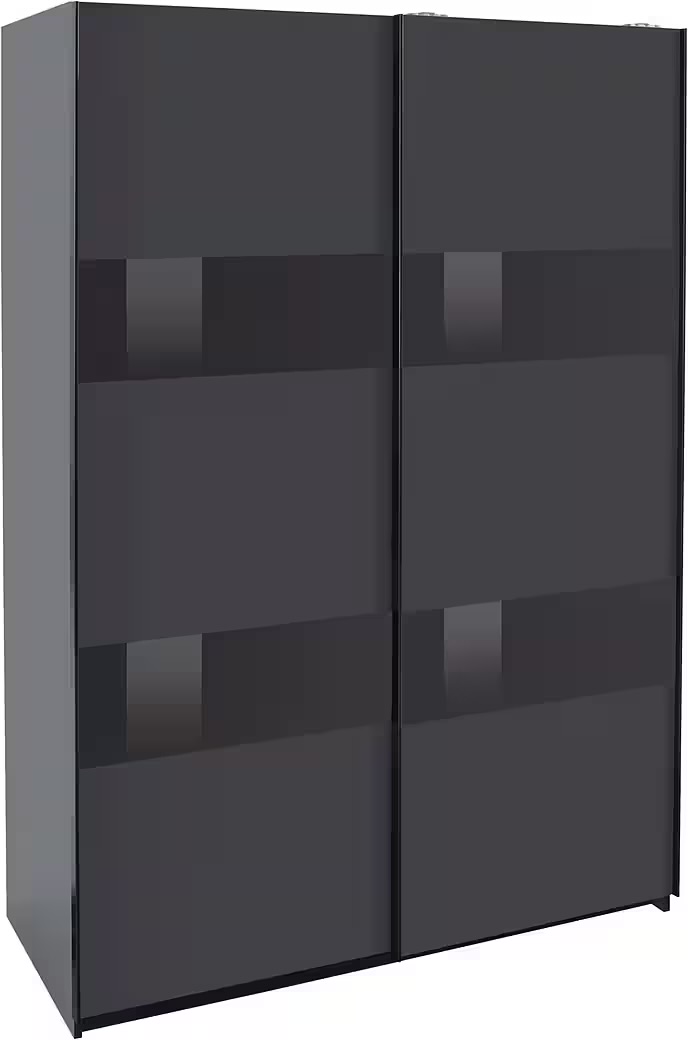 Altona tolóajtós szekrény szürke üveg betétekkel 135 cm – grafit színben - X75 - Image 2