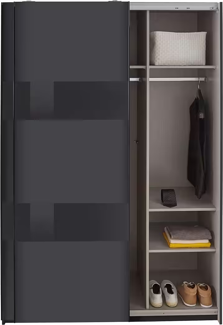 Altona tolóajtós szekrény szürke üveg betétekkel 135 cm – grafit színben - X75 - Image 5
