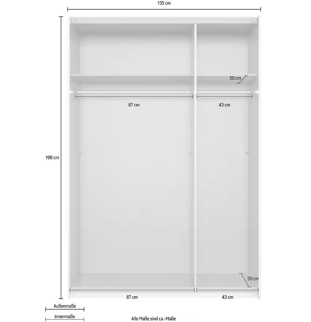 Mugano tolóajtós szekrény sahara szürke színben, 135 cm – Z02 - Image 5