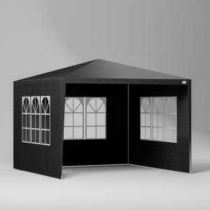 3x3 m-es, Fekete "Pop-Up" Kerti Pavilon / Party-sátor Oldalfalakkal