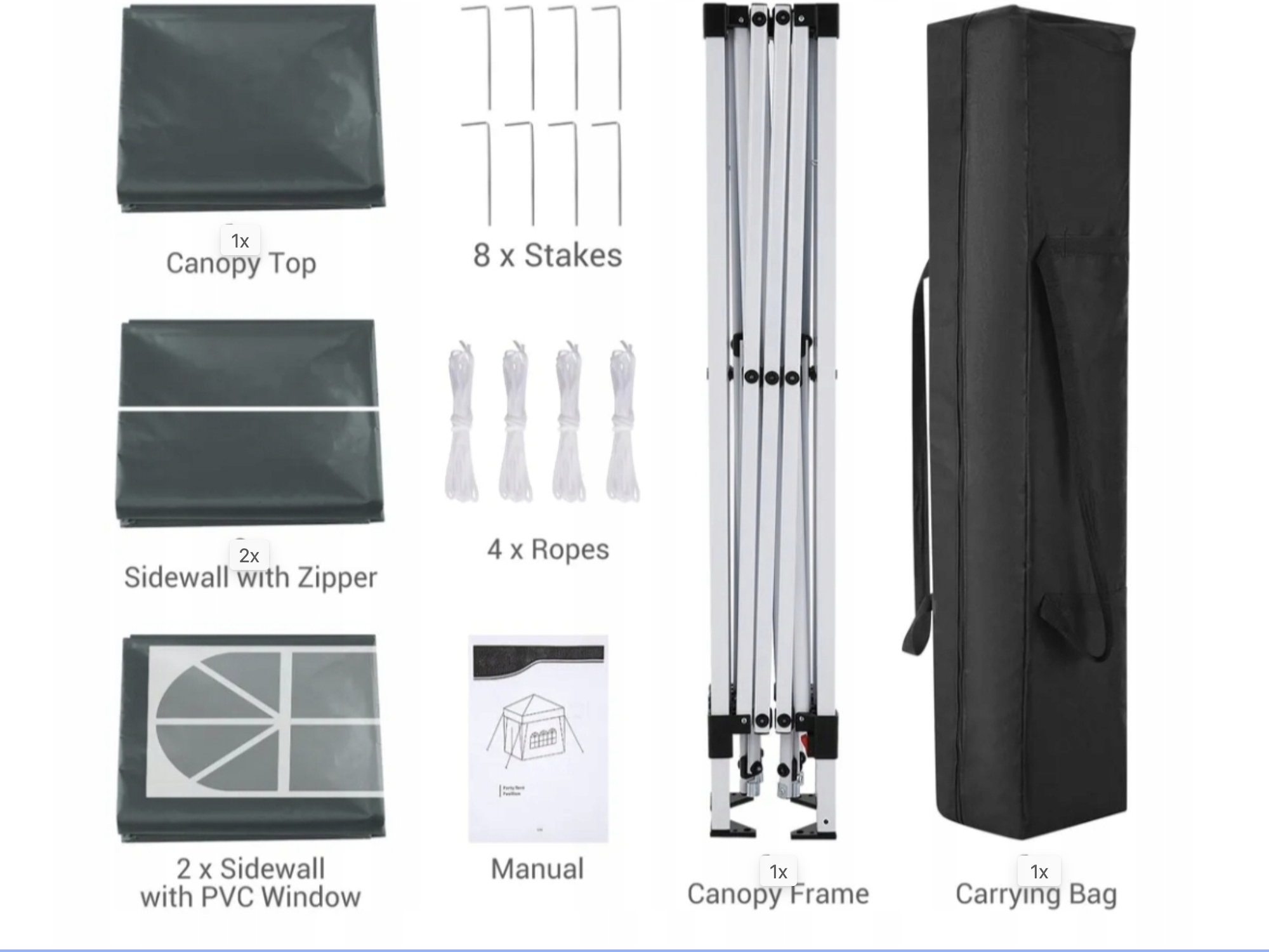 3x3 m-es, Fekete "Pop-Up" Kerti Pavilon / Party-sátor Oldalfalakkal - Image 5