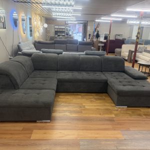 Wayne U alakú ágyazható sarokkanapé – szürke mikrovelúr kárpittal