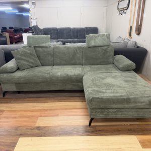 Morris sarokkanapé olíva színű kordbársony kárpittal, állítható kartámlával