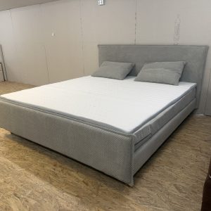 Birdy boxspring ágy topperrel és 2 díszpárnával, világosszürke-bézs színben, 180x200 cm