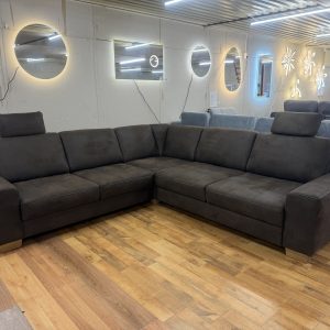 Puccini sarokkanapé barna alcantara kárpittal, ágyfunkcióval és ülésmélység-állítással