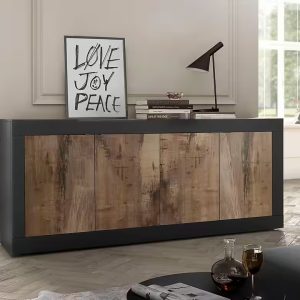 Basic tálalókomód 4 ajtóval, 207x43x86 cm, fekete matt / pero kivitelben (21848214)