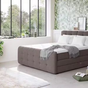 Fort boxspring ágy ágyneműtartóval és topperrel, sötétszürke, 200x200 (72462958)
