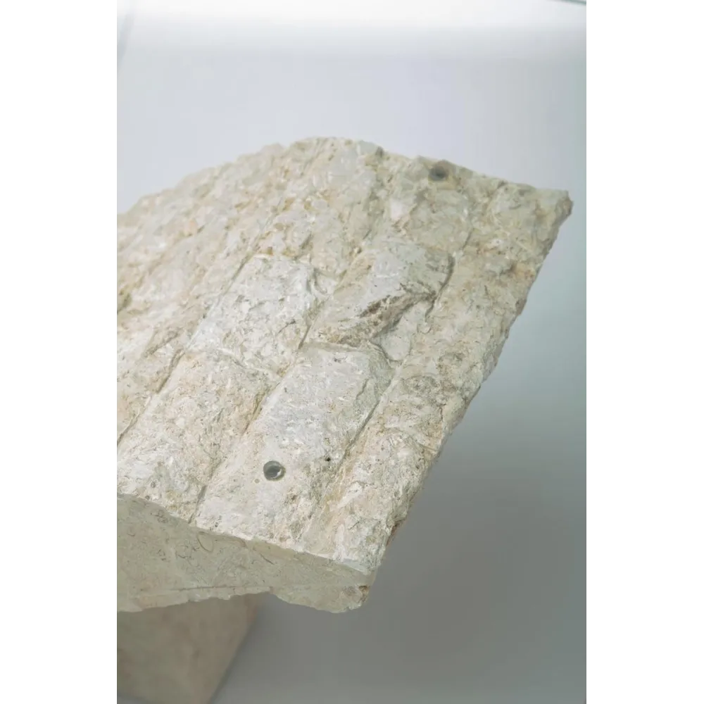 Papillon krémfehér kő dohányzóasztal edzett üveglappal – 120 × 70 × 40 cm (PHARAO) - Image 5