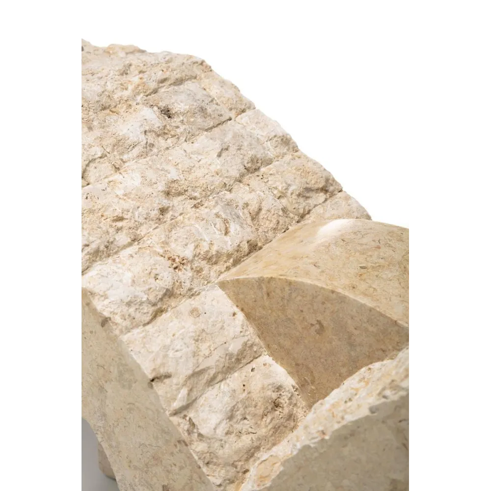 Papillon krémfehér kő dohányzóasztal edzett üveglappal – 120 × 70 × 40 cm (PHARAO) - Image 8