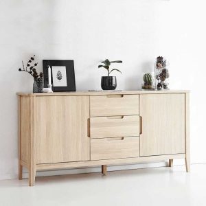 Pianas tömör tölgy tálalókomód – bianco olajozott kivitelben, 180 x 87 x 45 cm (PHARAO)