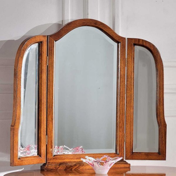 Casamarina barokk fésülködőasztal tükörrel, olasz dizájn – dió színben – 93 x 148 x 45 cm (PHARAO) - Image 4