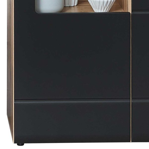 Beldar modern nappali szekrénysor LED világítással – fekete és vad tölgy színben (PHARAO) - Image 6