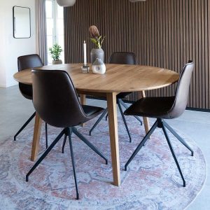 Clear kihúzható tömör tölgy étkezőasztal – 118 cm-ről 158 × 118 cm-re bővíthető, skandináv stílusban (PHARAO)