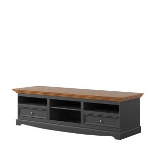 Lyra TV-szekrény – 167 × 53 × 53 cm, szürke lakkozott tömör fenyő kivitelben (PHARAO)