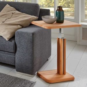 Bibiana gurítható kanapéasztal tömör magbükkfából, magasságállítható kivitelben – 55 × 58–86 × 40 cm (PHARAO)