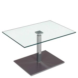 Lovran gurítható design dohányzóasztal üveglappal, magasságállítható kivitelben – 90 × 47–65 × 60 cm (PHARAO)
