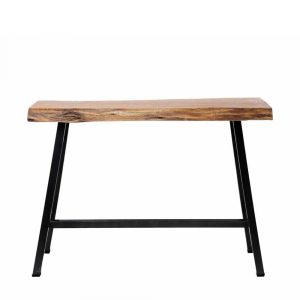 Nesi bárasztal tömör akácfa lappal, fekete acél lábbal – 125 × 92 × 46 cm (PHARAO)