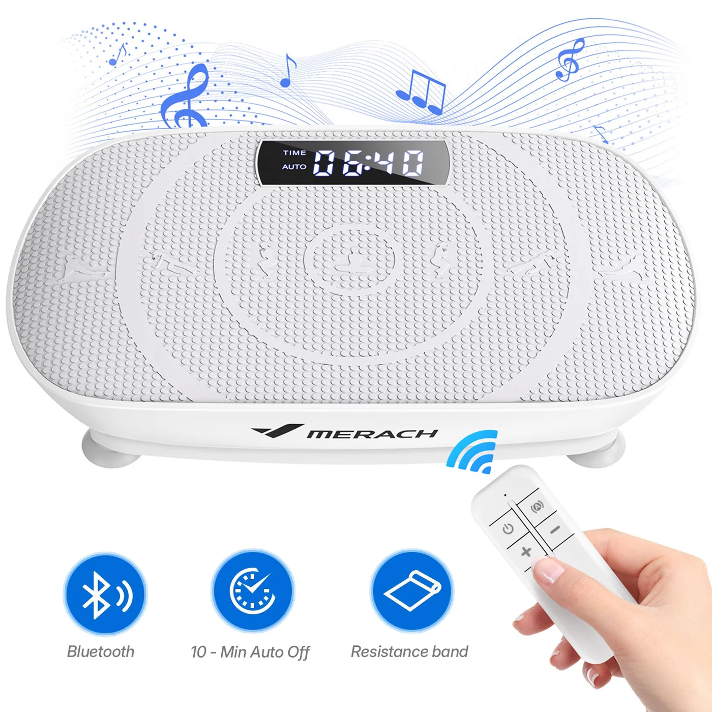 MERACH 2398 vibrációs tréner – szürke és pink színben, Bluetooth hangszóróval és ellenállási szalagokkal, 136 kg-os teherbírással - Image 2