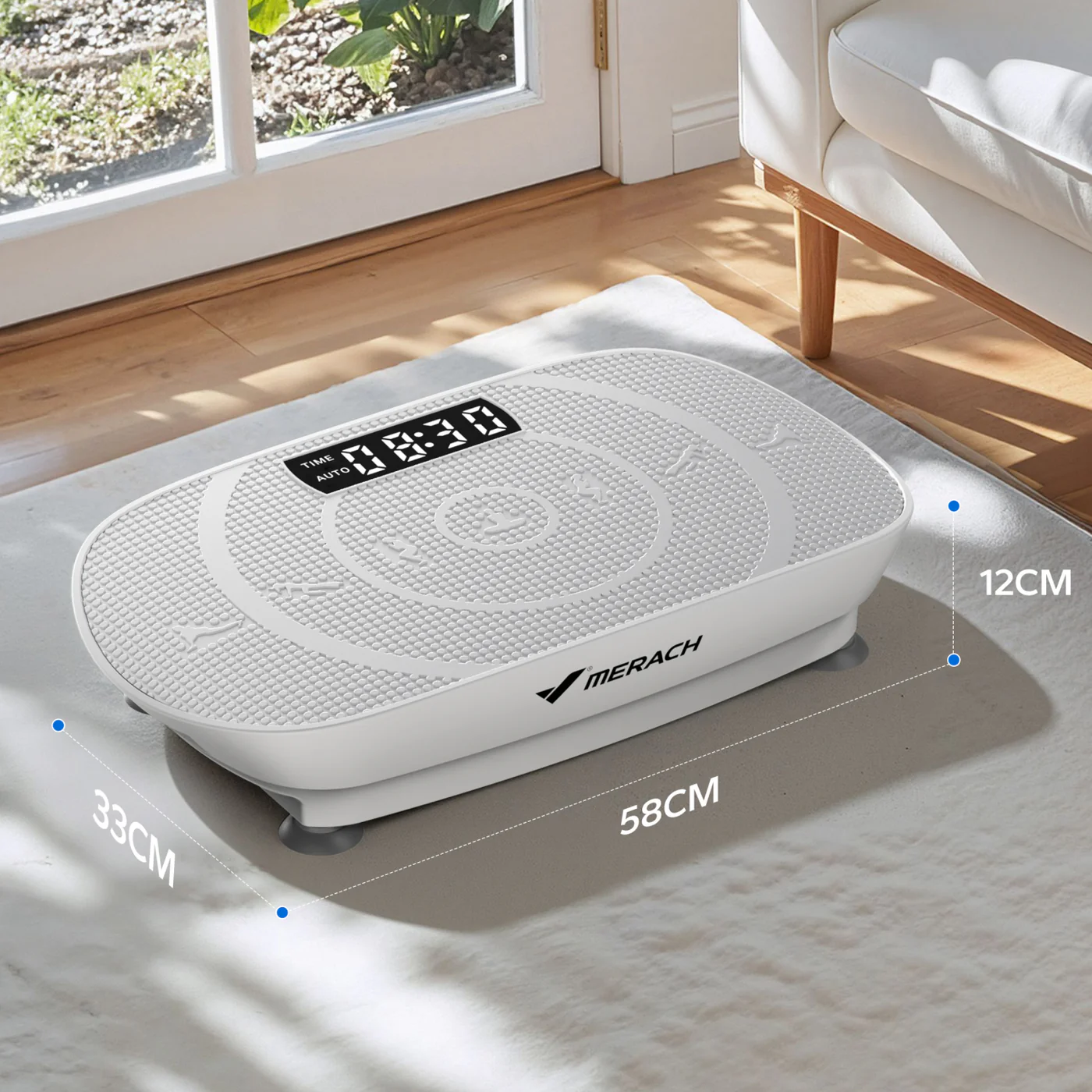 MERACH 2398 vibrációs tréner – szürke és pink színben, Bluetooth hangszóróval és ellenállási szalagokkal, 136 kg-os teherbírással - Image 3