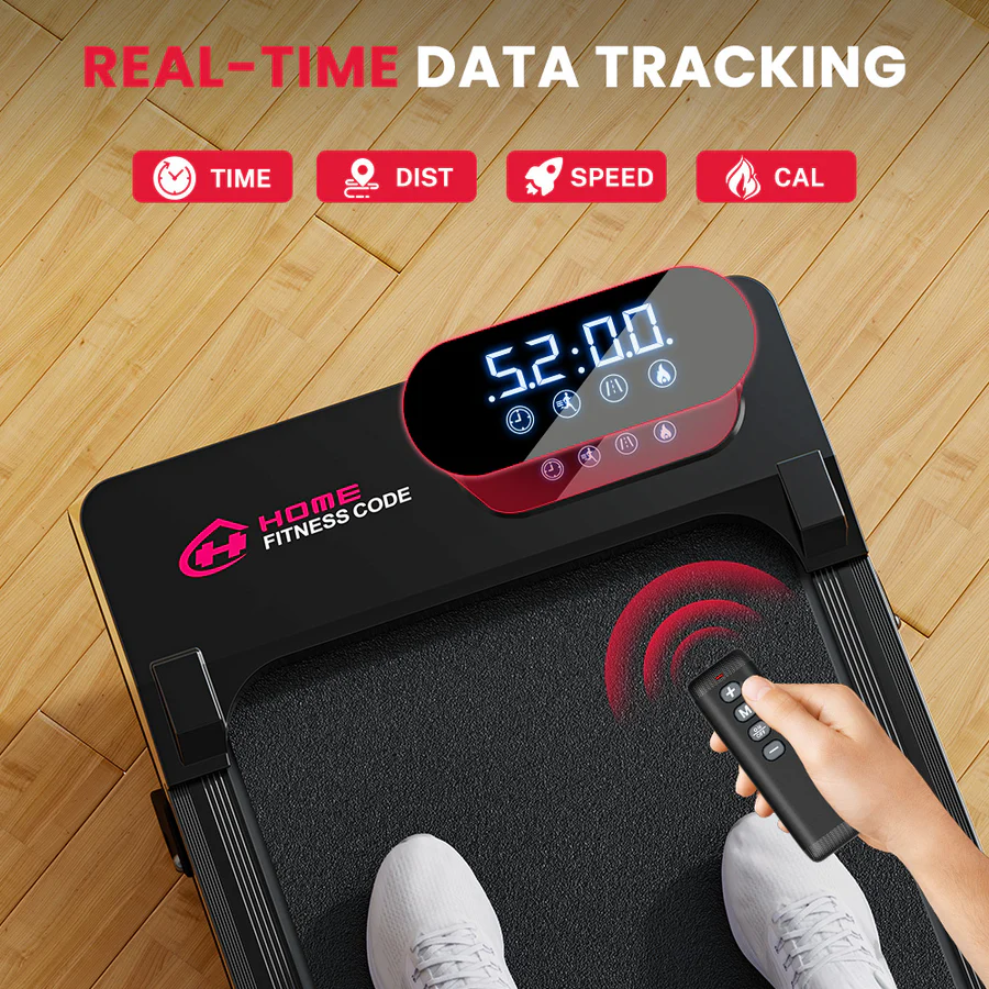 HOMEFITNESSCODE T7 kompakt elektromos sétapad fekete színben, 1–6 km/h sebességgel, 5% manuális emelkedővel, távirányítóval, 120 kg teherbírással - Image 5