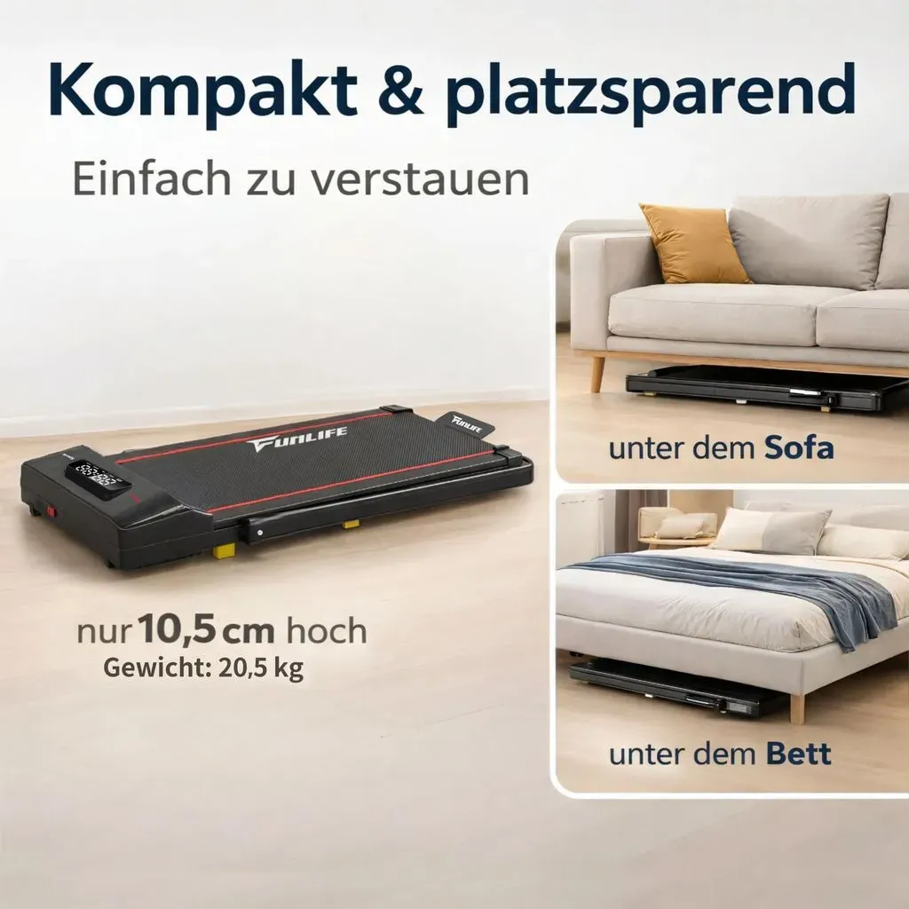FunLife F1 összecsukható elektromos sétapad piros vagy kék színben, kapaszkodóval, 1–8 km/h sebességgel, távirányítóval, 120 kg teherbírással - Image 3
