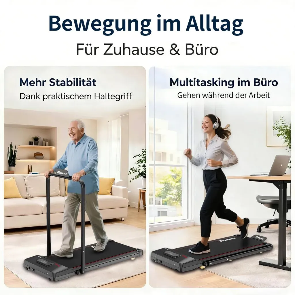 FunLife F1 összecsukható elektromos sétapad piros vagy kék színben, kapaszkodóval, 1–8 km/h sebességgel, távirányítóval, 120 kg teherbírással - Image 5