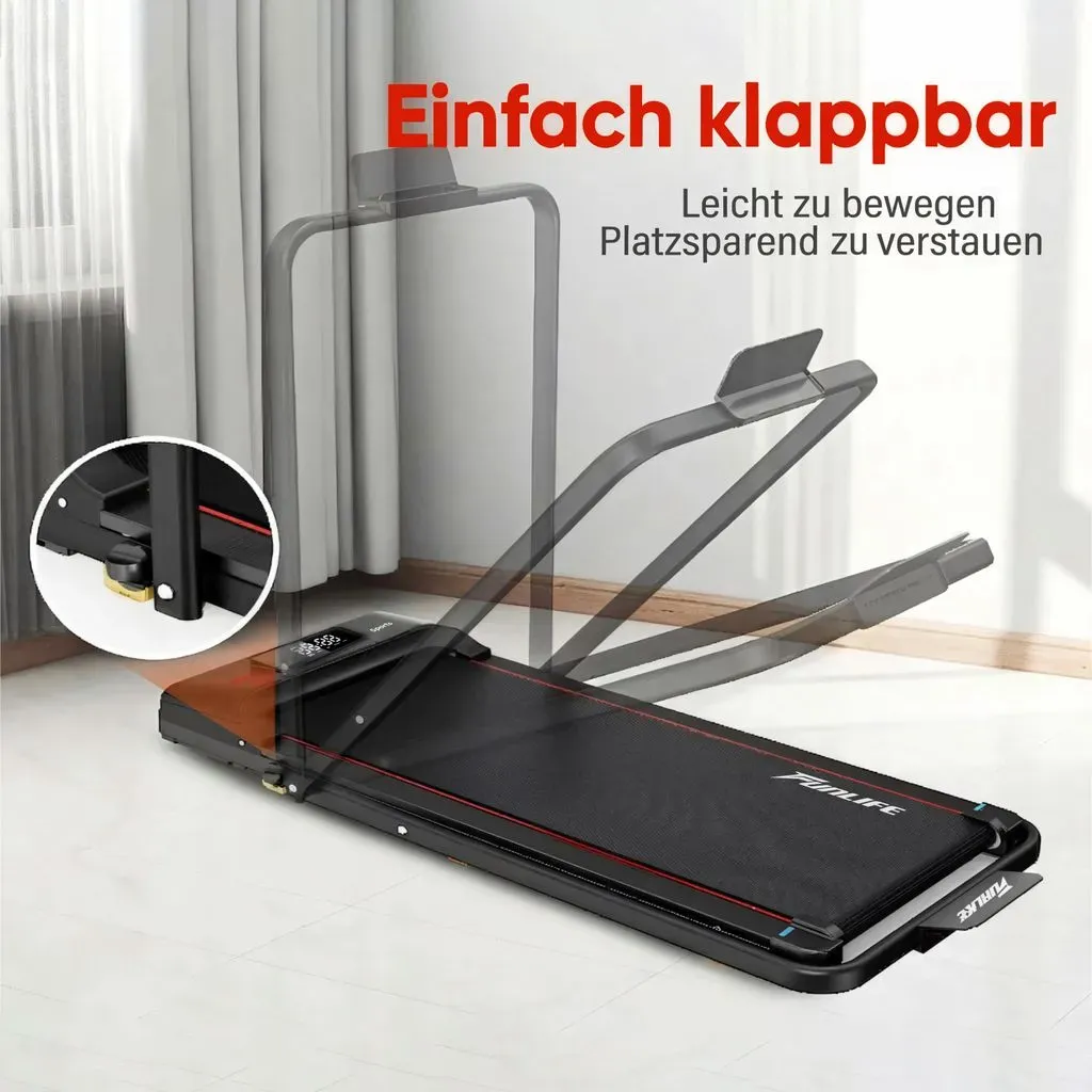 FunLife F1 összecsukható elektromos sétapad piros vagy kék színben, kapaszkodóval, 1–8 km/h sebességgel, távirányítóval, 120 kg teherbírással - Image 6
