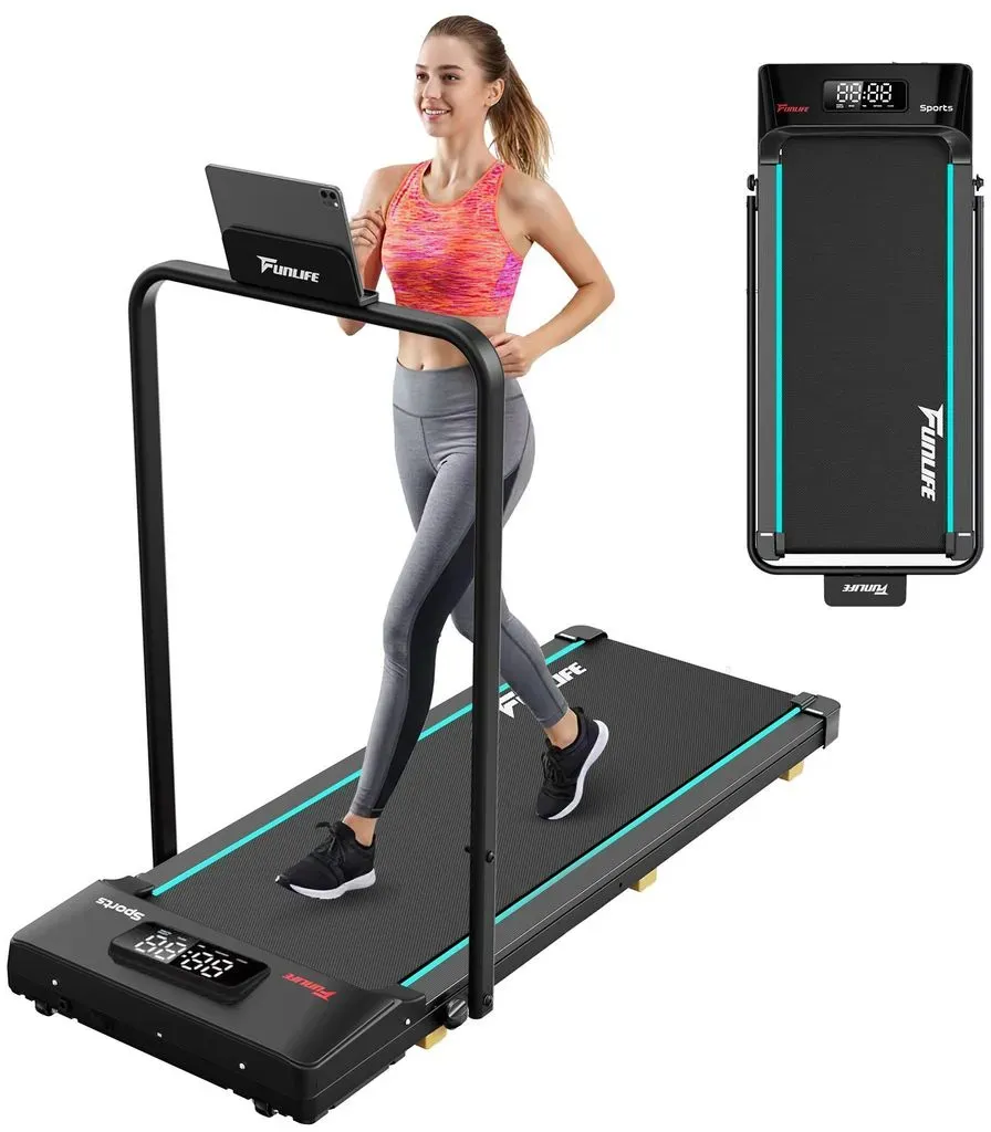 FunLife F1 összecsukható elektromos sétapad piros vagy kék színben, kapaszkodóval, 1–8 km/h sebességgel, távirányítóval, 120 kg teherbírással - Image 2
