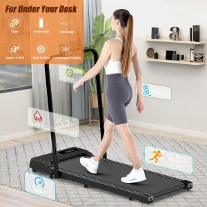 Bigzzia X21E00M265 összecsukható elektromos sétapad fekete színben, kapaszkodóval, 1–8 km/h sebességgel, 120 kg teherbírással