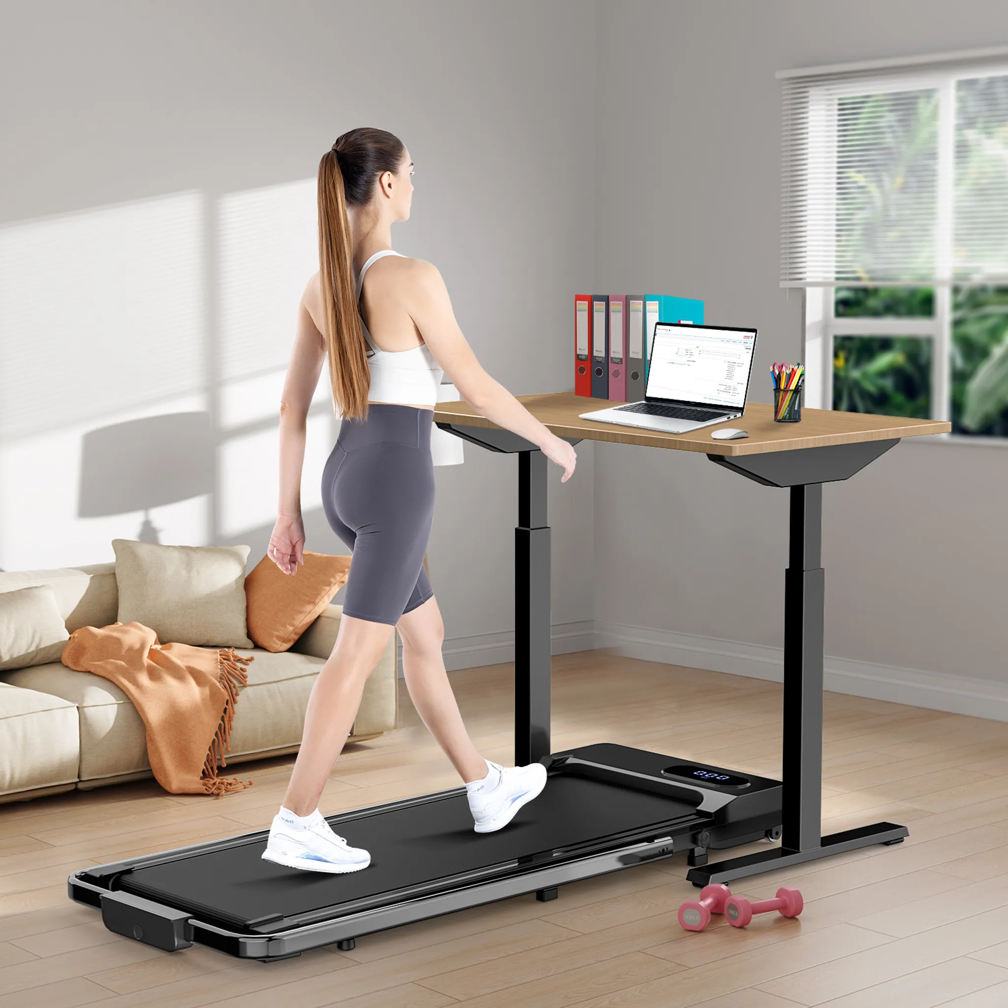 Bigzzia X21E00M265 összecsukható elektromos sétapad fekete színben, kapaszkodóval, 1–8 km/h sebességgel, 120 kg teherbírással - Image 5