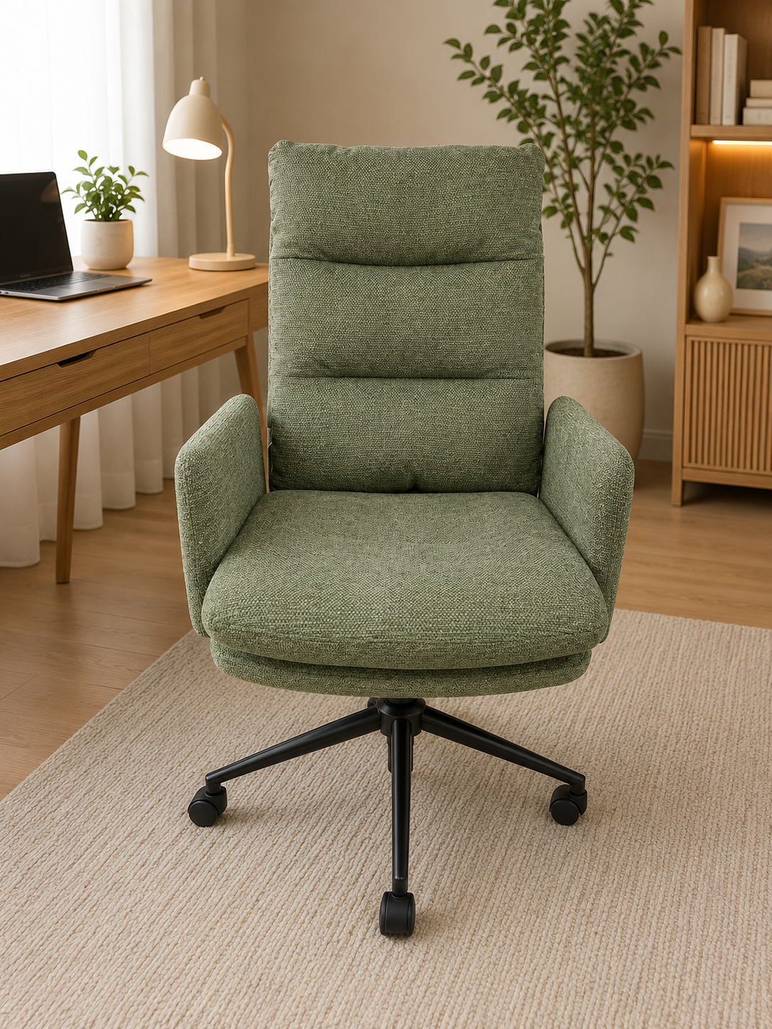 IWMH XXY008 magas háttámlás ergonomikus forgószék – zöld kasmírhatású szövettel, 136 kg teherbírással - Image 2