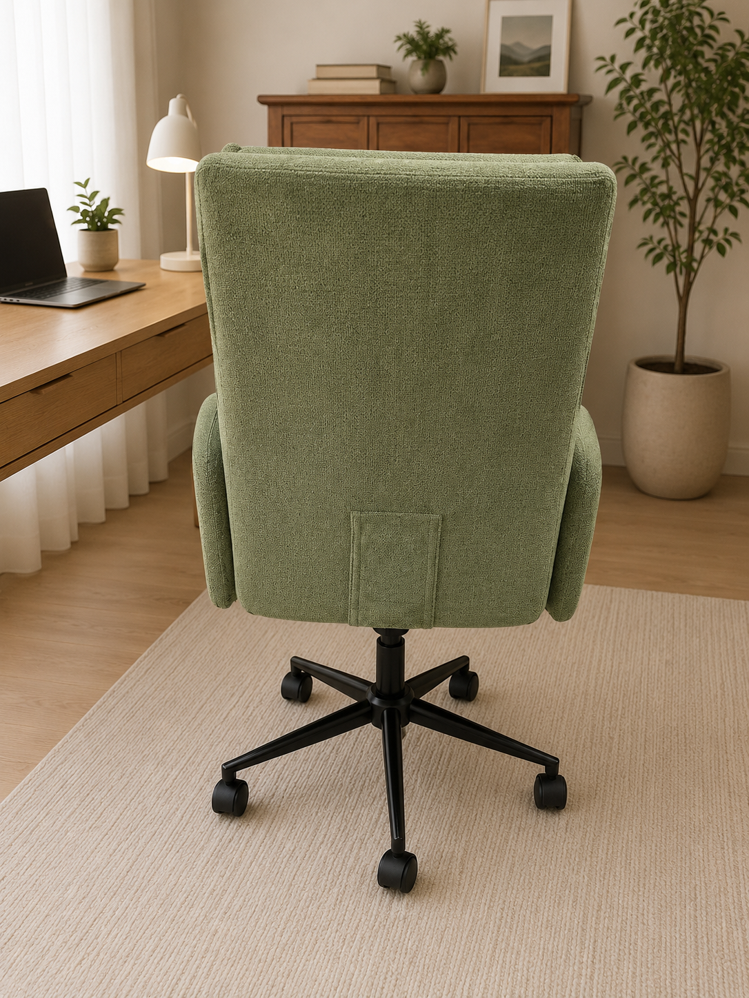 IWMH XXY008 magas háttámlás ergonomikus forgószék – zöld kasmírhatású szövettel, 136 kg teherbírással - Image 4