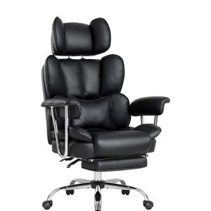 XXL ergonomikus vezetői forgószék – PU műbőr kárpittal, lábtartóval, kb. 181 kg teherbírással