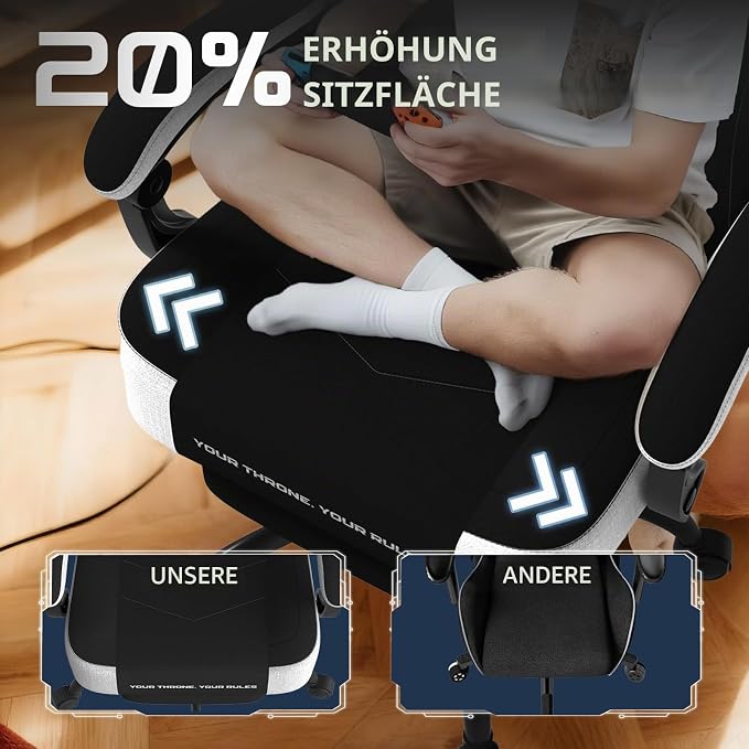 Verdego ergonomikus gamer szék – fekete szövetkárpittal, masszázsfunkcióval, lábtartóval, ajánlott terhelés 120 kg - Image 7
