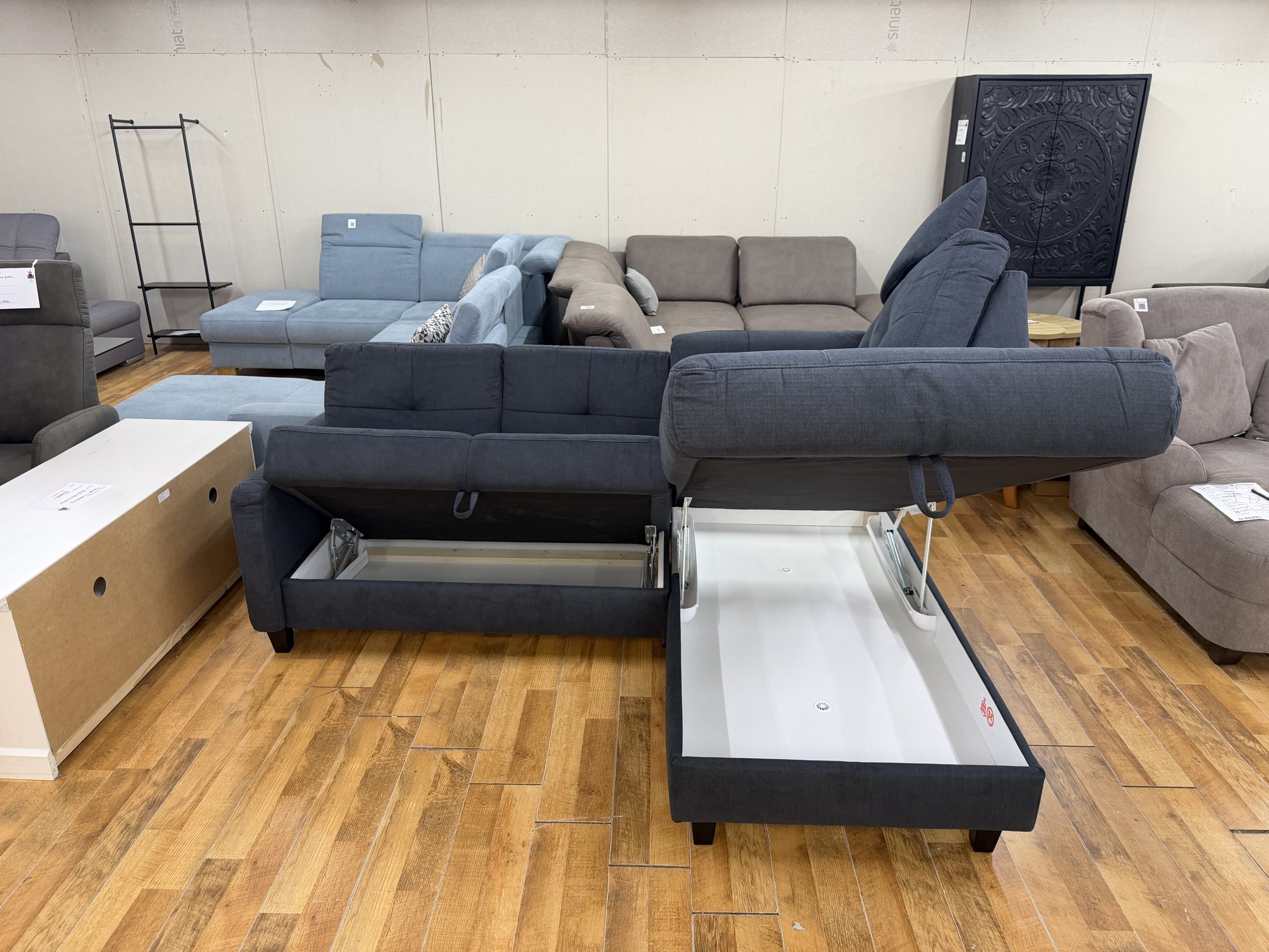 VARESE pihenőfunkciós sarokkanapé dupla ágyneműtartóval – antracit – 220 × 170 cm - Image 4