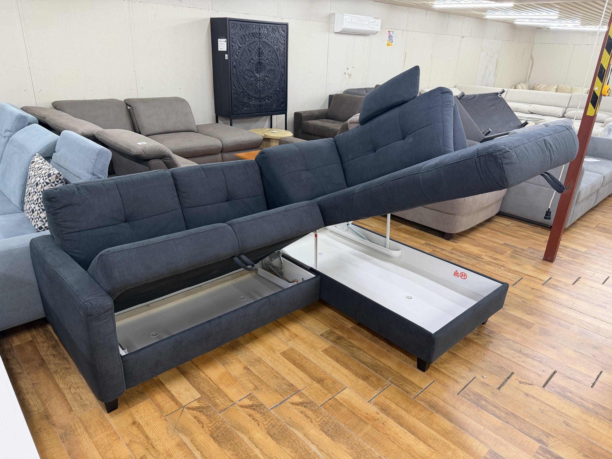 VARESE pihenőfunkciós sarokkanapé dupla ágyneműtartóval – antracit – 220 × 170 cm - Image 5