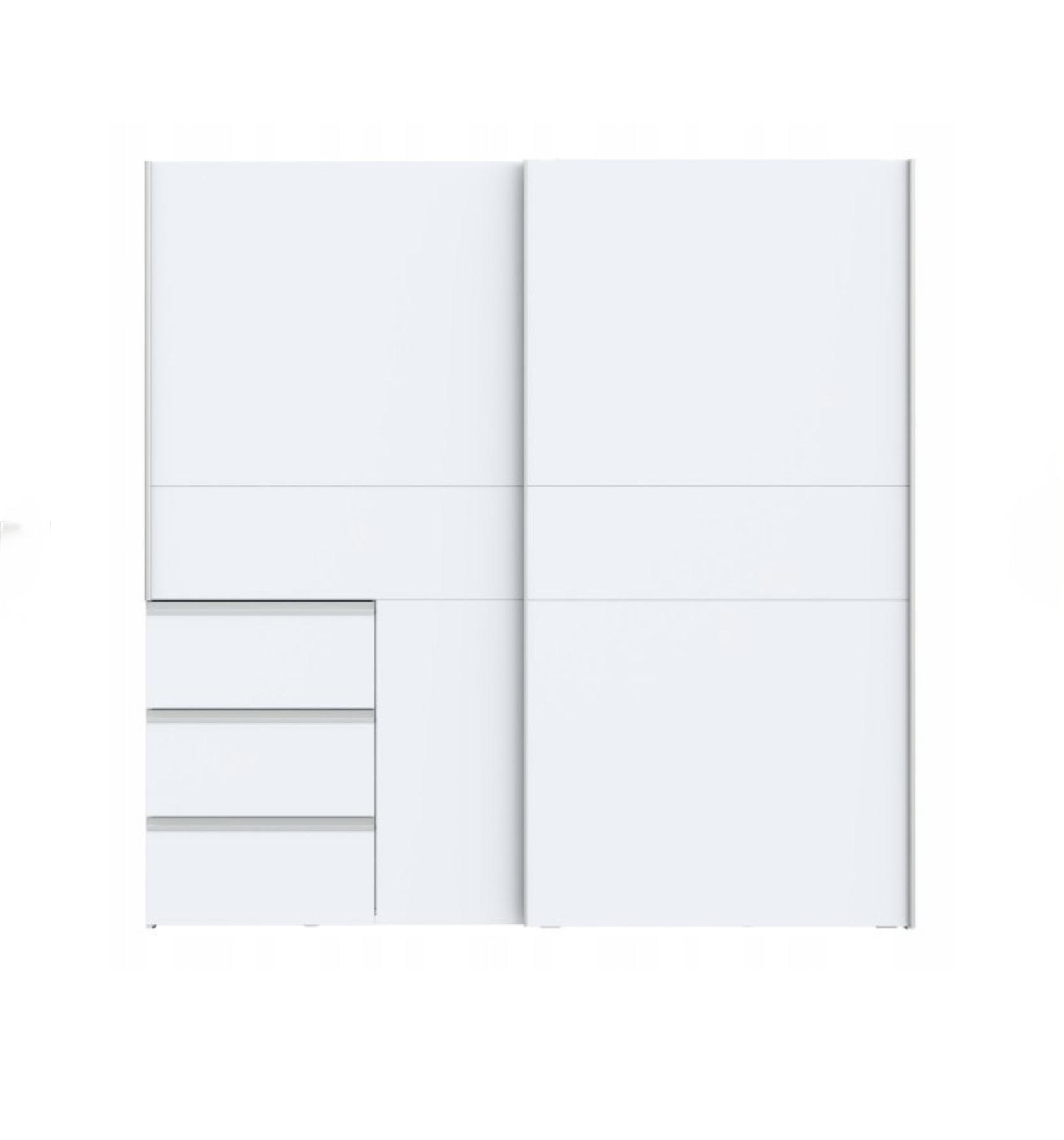FORTE WINN 2 tolóajtós gardróbszekrény 3 fiókkal, fehér színben – 200 × 201 × 61 cm - Image 3