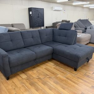 VARESE pihenőfunkciós sarokkanapé dupla ágyneműtartóval – antracit – 220 × 170 cm