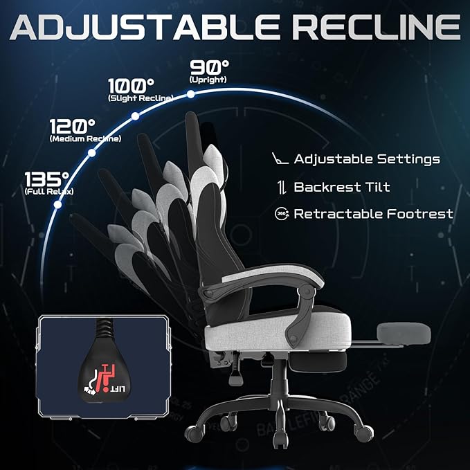 Verdego ergonomikus gamer szék – fekete szövetkárpittal, masszázsfunkcióval, lábtartóval, ajánlott terhelés 120 kg - Image 6