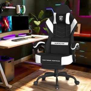 Verdego ergonomikus gamer szék – fekete szövetkárpittal, masszázsfunkcióval, lábtartóval, ajánlott terhelés 120 kg